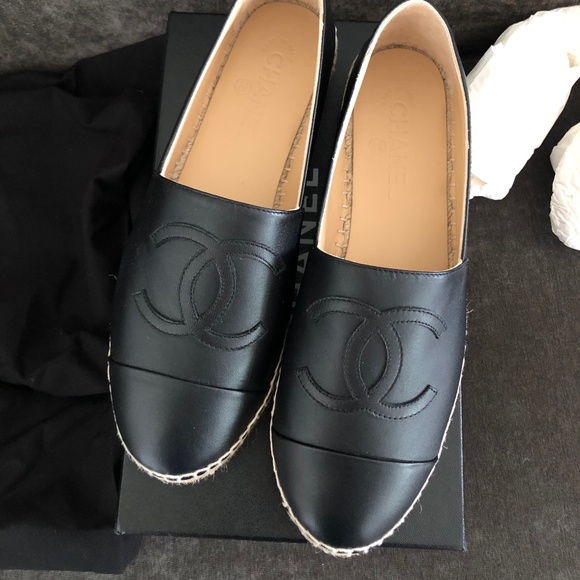 CHANEL  Espadrilles black lamb skin size EU40 fits US size 9 - Picture 2 of 13
